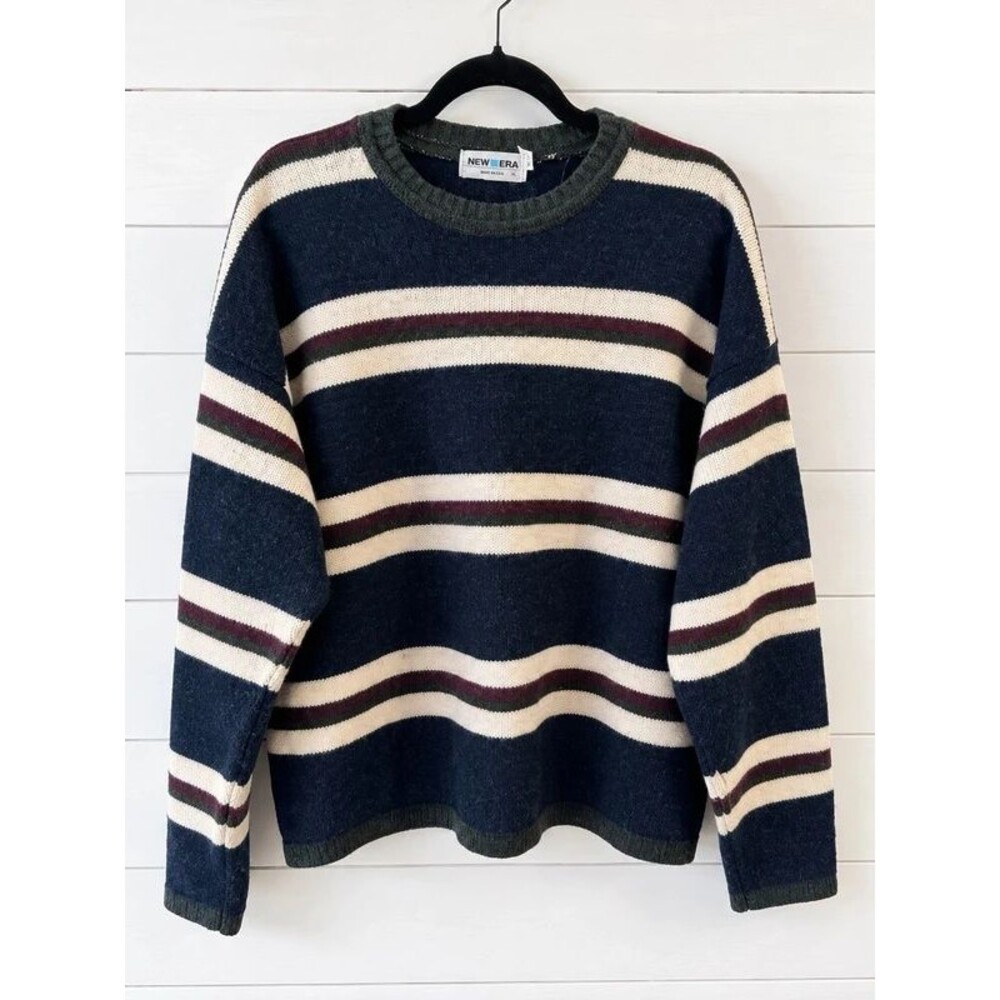 Vintage 90s New Era Men’s XL Made in USA Striped Sweater